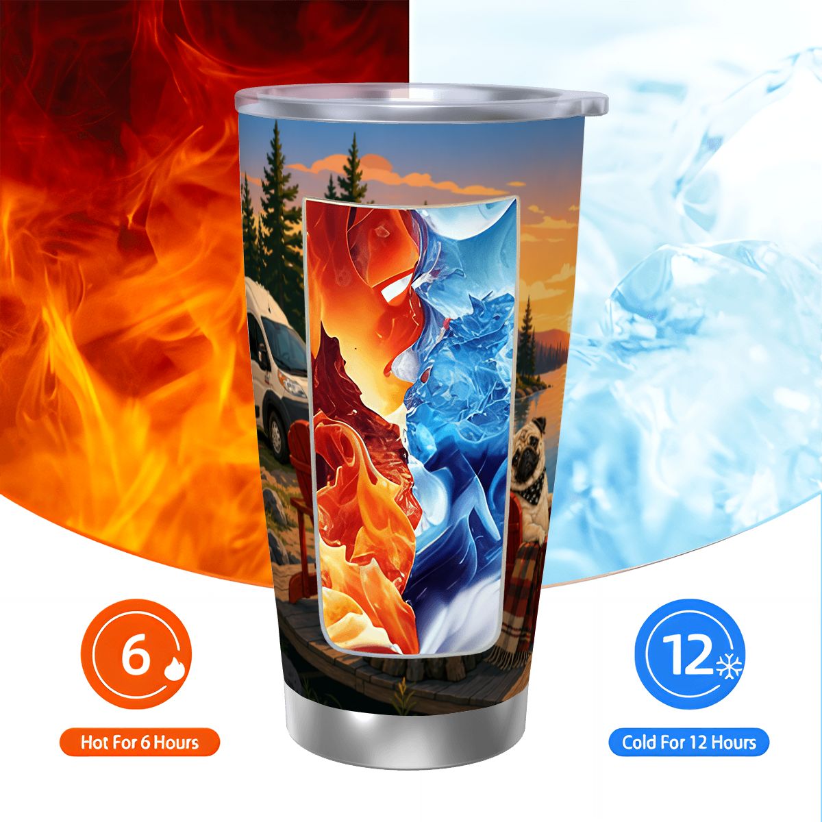 Charlie & Goose Co. Campfire Tumbler with Single Silver Edge (20oz)