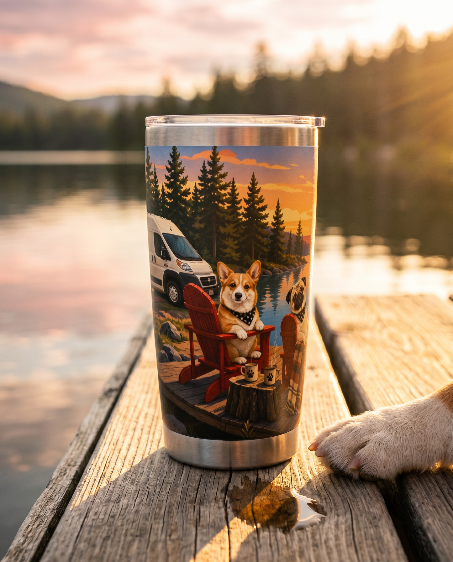 Charlie & Goose Co. Campfire Tumbler with Single Silver Edge (20oz)