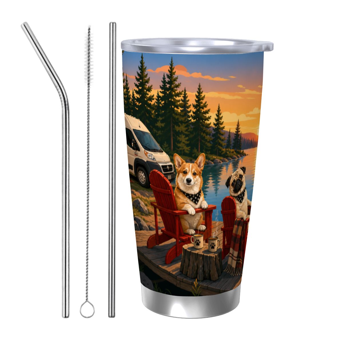 Charlie & Goose Co. Campfire Tumbler with Single Silver Edge (20oz)