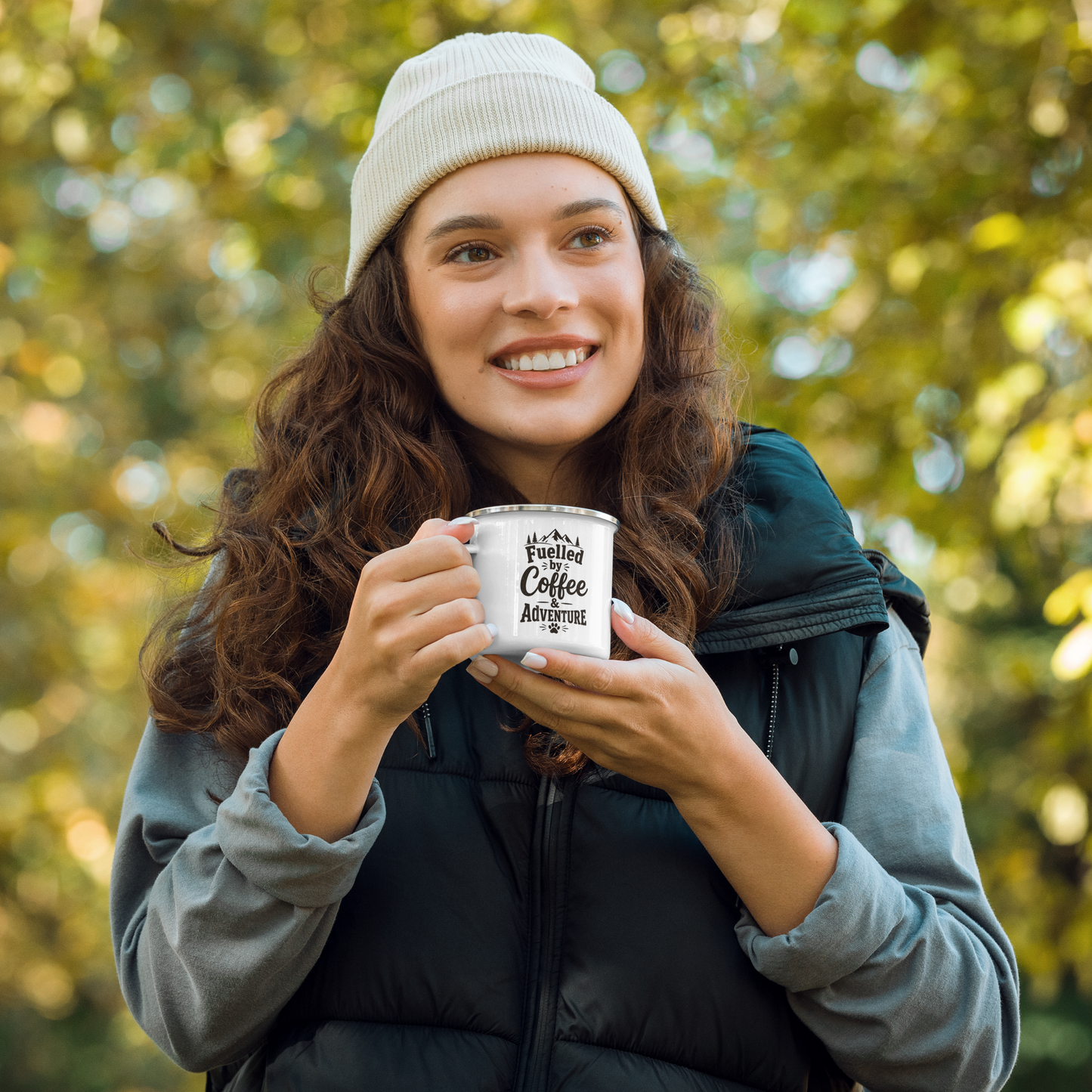 Fueled by Coffee & Adventure Enamel Mug